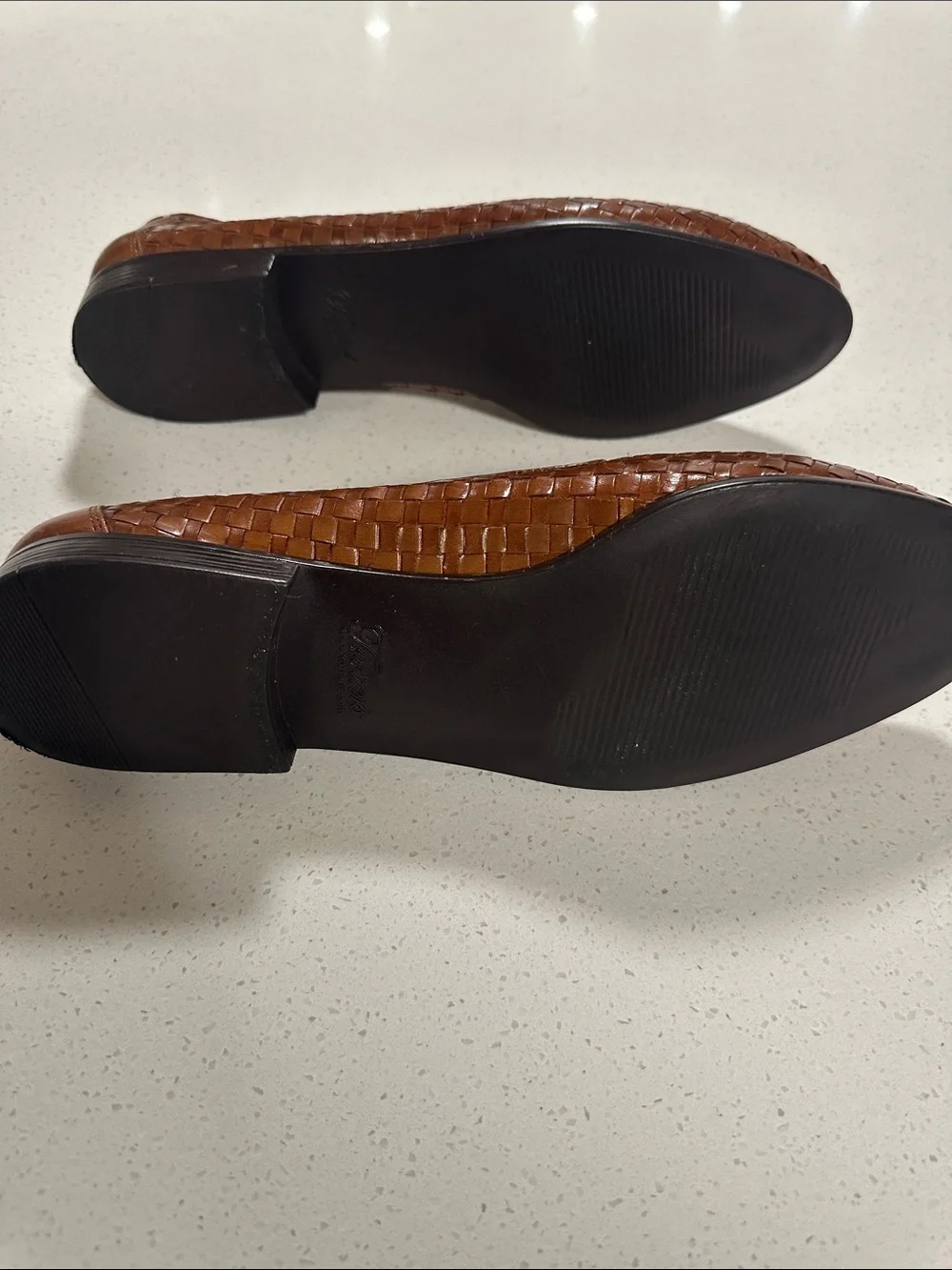 Trotters Cognac Woven Leather Slip-On Loafers